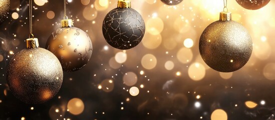 Aufkleber - Elegant festive background with shimmering ornaments and warm bokeh lights for holiday and celebratory designs