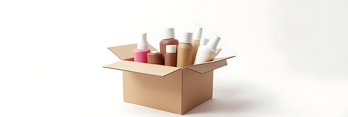 Aufkleber - Ecommerce concept with a group of products in a box placed on a simple white background to showcase orders._00002_
