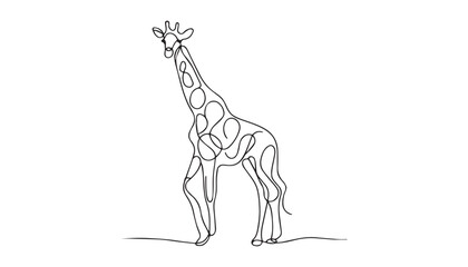 Wall Mural - Continuous one single minimal line drawing giraffe