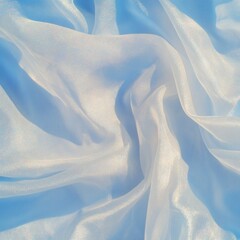 Poster - Ethereal Blue and White Fabric with Starry Patterns Mystical and Fluid Imagery