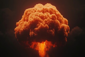 Poster - Abstract wallpaper featuring fire and lightning storm explosions in a fractal style, generated by AI.