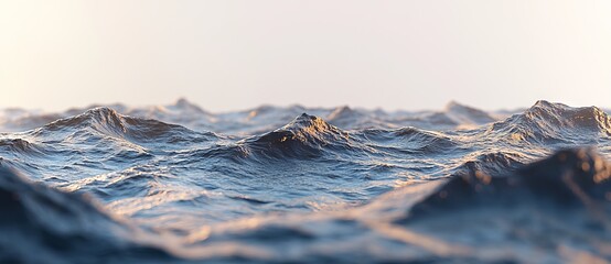 Wall Mural - An illustration of ocean water with a sea surface featuring ripples and waves, created in 3D.