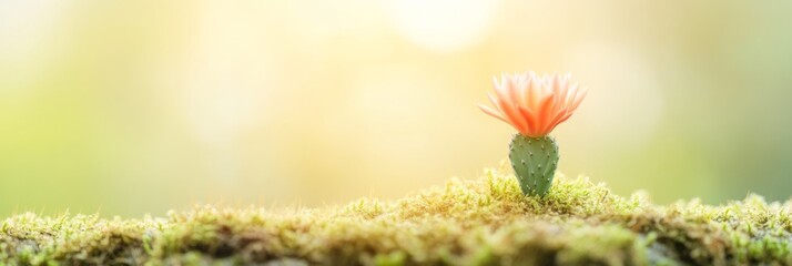 Poster - Minimalist Close-Up of Cactus Bloom with Dewdrops in Natural Light