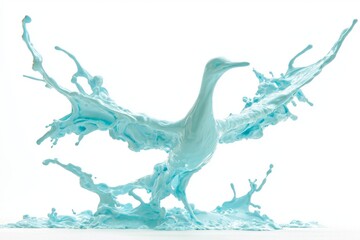 Poster - A splash of blue water with tiny bubbles, isolated on a clear PNG background, depicts liquid flowing in a wave shape, created with Stock.