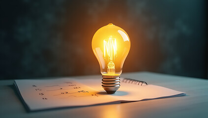 Aufkleber - Bright ideas and performance concepts with a light bulb on a note enhance business development and human skills for ultimate success._00002_