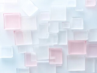 Fototapete - Abstract Geometric Layers Translucent Shapes on Light Background Suggesting Stability and Structure