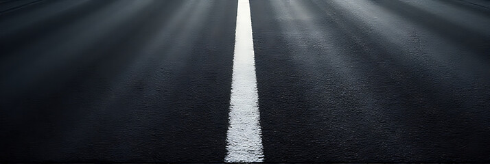 Aufkleber - Black asphalt road texture features a prominent white center line on a dark background creating visual depth and dimension._00001_