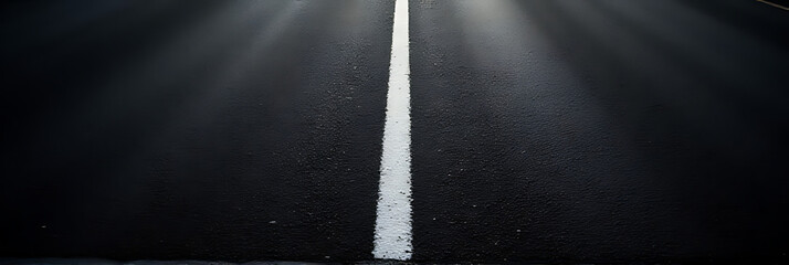 Aufkleber - Black asphalt road texture features a prominent white center line on a dark background creating visual depth and dimension._00003_