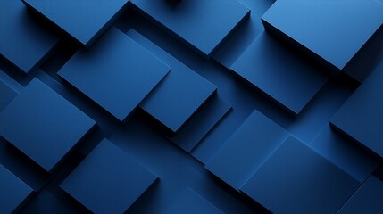 Poster - An abstract blue background design with glossy squares in grey and blue, arranged in random geometric layers using transparent materials.