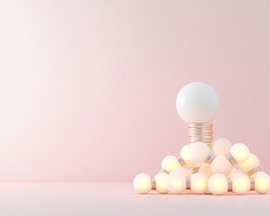 Poster - Glowing Orb Pyramid on Pastel Background Symbolic Financial Growth Concept