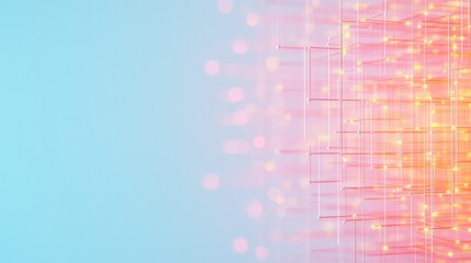 Fototapete - Radiant Pastel Digital Grid Interconnected Networks and Online Resilience