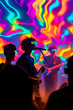 © Rohit k  - Musicians playing live music on stage under colorful psychedelic lights, creating an immersive and engaging experience for the audience