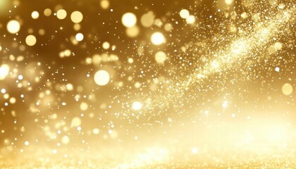 Canvas Print - Glistening golden background with shimmering bokeh lights creating a festive and enchanting atmosphere.