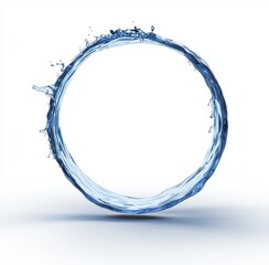 Poster - A 3D illustration of water droplets forming a spherical splash.