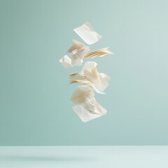 Poster - Ethereal Minimalism Floating Papers in Surreal Light