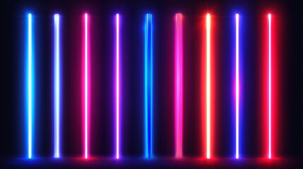 isolated neon led lamp tube line with blue glow vector on transparent background. realistic 3d light