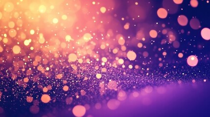 Poster - A vibrant background filled with sparkling bokeh lights in shades of purple and orange, perfect for creative projects.