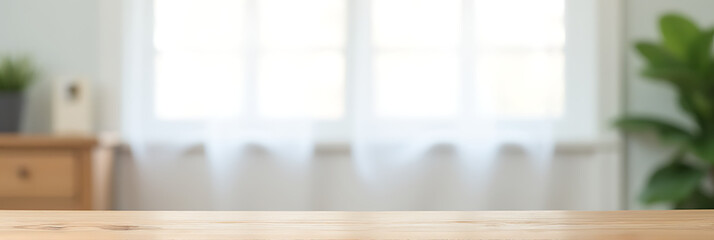 Poster - A wood tabletop is partially hidden by a blurred white window with a faintly visible curtain in the background._00003_
