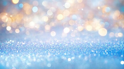 Poster - A beautiful sparkling background featuring soft blue and golden bokeh lights creating a dreamy atmosphere.