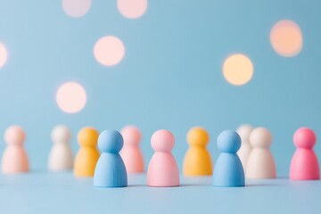 Aufkleber - Colorful Game Pieces on Pastel Background with Soft Glowing Bokeh