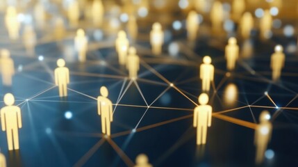 Poster - Abstract network concept with golden figures connected by glowing lines, representing relationships and communication.