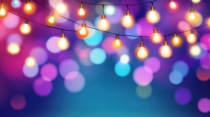 Poster - Colorful string lights illuminate a festive background, creating a magical atmosphere perfect for celebrations and events.