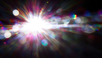 Poster - Radiant burst of light with colorful reflections creating a mesmerizing and vibrant abstract background.