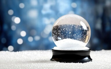 Poster - A beautiful snow globe with sparkling snowflakes resting on a soft surface, ideal for winter-themed decorations.