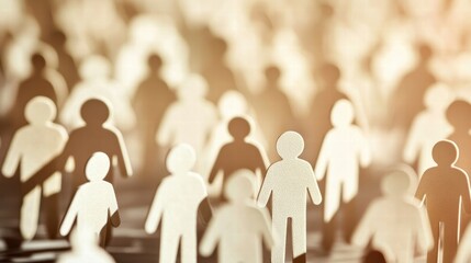 Poster - Silhouette of paper figures creating a sense of and diversity in a crowded environment.