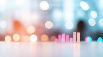 Aufkleber - Abstract Financial Charts in Blurred Silhouettes with Soft Pastel Bokeh