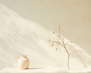 Poster - Serene Minimalism Pottery and Nature Against Muted Earthy Tones