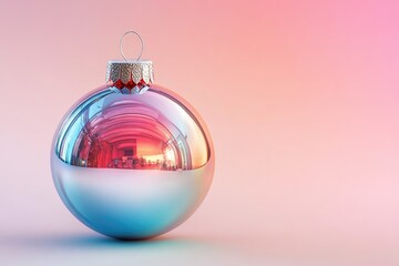 Wall Mural - shiny christmas ball reflecting warm light on gradient background