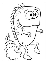 Aufkleber - Farting Monster Coloring Page Vector Illustration Art