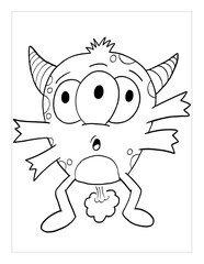 Aufkleber - Farting Monster Coloring Page Vector Illustration Art