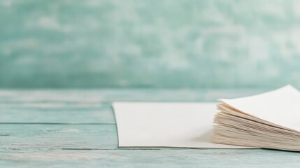 Aufkleber - Minimalistic Abstract Image of Paper Stack on Blue Background