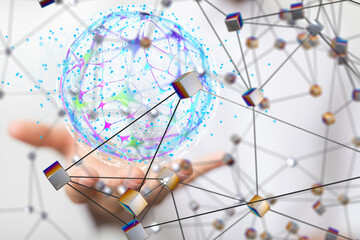 Fototapete - Global digital connections with technology.