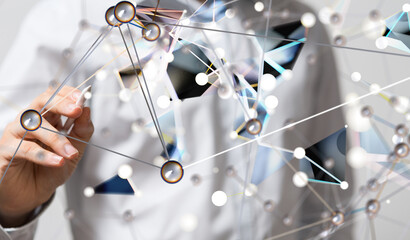 Poster - conference Digital Network and data concept 3d