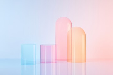 Canvas Print - Surreal Pastel Geometry Translucent Forms & Soft Reflections in Minimalist Style