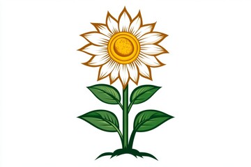 Poster - A clean and simple depiction of a sunflower, with its petals and stem reduced to bold, abstract shapes in bright yellow and green