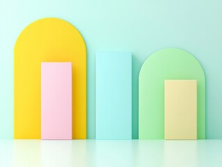 Fototapete - Minimalist Geometric Abstract Design with Pastel Shapes and Light Play