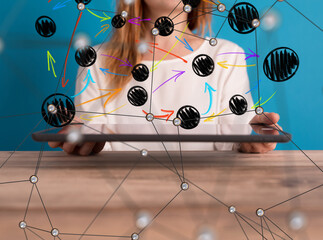 Aufkleber - conference Digital Network and data concept 3d