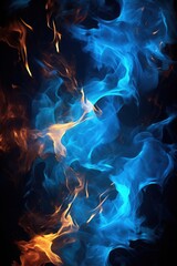 Wall Mural - vivid wisps of blue and orange flames intertwine, creating an ethereal and dynamic display of color 