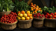 © mahamad - A fresh market brimming with fruits and vegetables.
