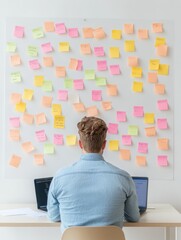 Poster - Collaborative Brainstorming in a Modern Workspace with Vibrant Sticky Notes