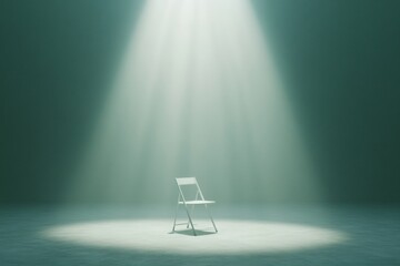 Poster - Minimalist Cinema Solitary Chair in Ethereal Light Beam