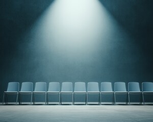Poster - Minimalist Theatre Seating with Spotlight in Dimly Lit Room