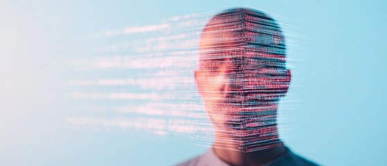 Aufkleber - Futuristic Cybersecurity Silhouetted Figure with Glowing Digital Lines in Modern Cityscape