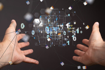Poster - Big data visualization background.Abstract technology