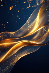 Wall Mural - flowing golden waves illuminated against a deep blue background create a captivating and ethereal vi