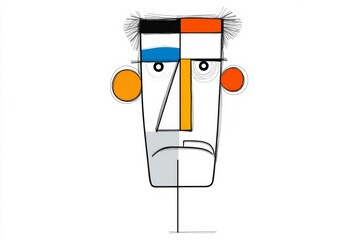 Aufkleber - A flat design of a face with geometric features, using bold colors and simple lines to convey expression